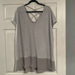 Grey/white sheer trim tunic